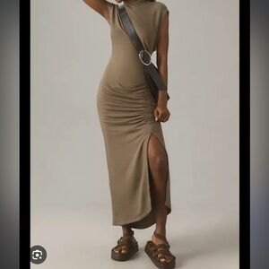 Anthropologie Daily Practice Ruched Midi Dress